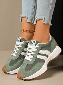 Shoes Retro Chunky Sneakers Instep Bulky Running Sneakers For Women, Shoes For Women - màu xanh lá - Xem 5