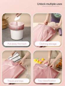 10 Rolls/100pcs Bathroom Trash Bags, Durable & Lightweight Material; 1 Pack Pink Small Trash Bags; Disposable Garbage Bags Suitable For Office And Home Trash Cans; 1 Roll 10 Rolls/100pcs. - Multicolor - View 7