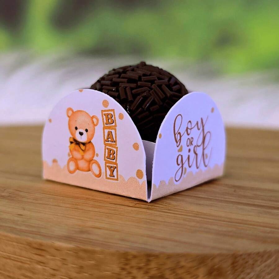 50 Golden Bear Brigadeiro Candy Cups - Gender Reveal - Neutral - 4 Petals - Party Sweets - Birthday - Nhiều màu - Xem 1