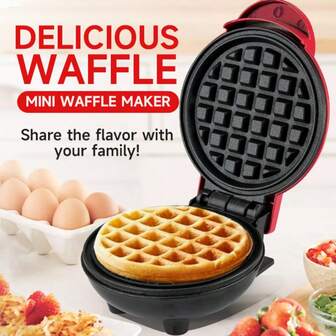 HONGMEI 1pc 350W 4-Inch Mini Waffle Maker, Wall Plug-In, Makes Single Serving Waffles, Pancakes, Keto Waffles, Non-Stick Easy Clean