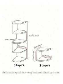Bộ 1 kệ góc treo tường 2/5 tầng màu đen, thiết kế hiện đại với các lớp xếp so le, phù hợp với không gian góc tường, dùng để trưng bày đồ trang trí và cây cảnh, thích hợp cho góc tường phòng khách/phòng ngủ, trang trí nhà cửa và phòng tắm. - Đen và trắng - Xem 10