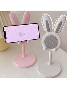 1pc Adjustable Cute Rabbit Shaped Phone Stand For All Smartphones – Dual-Angle Ergonomic Desk Decor And Premium Phone Accessory For Home Office, Study, And Living Spaces, Funny Bunny Design As Functional Cute Decoration, Ideal Gift Idea For Valentine's Day, Spring Festival, Birthday, Dorm Room, Kitchen Counter, Coffee Shop Display, Hands-Free Viewing, Lightweight And Sturdy Stand, Compatible With Cases And Wireless Charging Pads Where Applicable - Multicolor - View 1