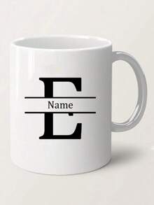 1pc, 11oz Personalized Letter Name Custom Coffee Mug - Designed Customized Cup, Ceramic Mug, Unique Novelty Mug, White Tea Cup, Personalized Letter Name Custom Coffee Mug - Designed Customized Cup, Summer & Winter Drinkware, Birthday Gift, Family Gathering Gift, Holiday Gift, Mildew Resistant, Reusable, Elegant, Cute, Modern
