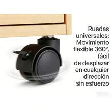 Armario de archivos móvil para oficina, armario de almacenamiento con ruedas de madera estampada clara (almacenamiento doble: cajones + compartimentos abiertos) - Blanco - Ver 7