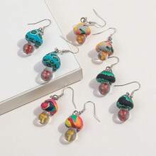 1 Pair Cute Handmade Clay Mushroom Earrings, Niche Pastoral Minimalist Design For Gift Exchange Women Fashion Jewelry Daily Wear Picnic Party All Seasons Accessories - Màu số 3 - Xem 3