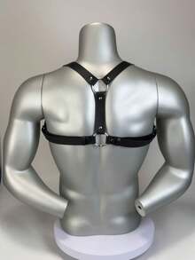 1PC Men's Sexy Leather Strap Charm Sexy Body Decoration Belt Couple Date Party Accessories Suitable For Teen Summer Casual Outdoor Athletic Or Vacation Travel Or Graduation Gifts Or Birthday Dress Accessories Or Daily Wear - Black - View 3