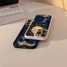 Drop Resistant, Sun, Moon, UV Resistant, Soft Silicone Printing, Metallic Plating Case For Apple  11 12 13 14 15 16 17 Pro Max 14 15 16 Plus 17 Air X XR XS Max, Anti-Impact, Minimalist Design, Protective, Scratch-Resistant, Perfectly Fitting Case P2561 - màu đen - Xem 3