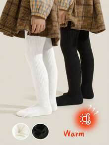 3 Pairs Girls Thermal Lined Tights, Stretchy Soft Warm Leggings, Suitable For Autumn/Winter Daily Wear, Back To School, Travel, Holidays - Random Colors