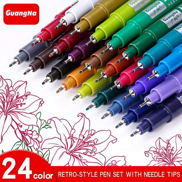 12/24 Colors 0.5mm Micro,Fineliner Pen Set Ink, Fine Point Needle Pens,Multi-Liner, Sketching, Anime,Artist Illustrating / Technical Drawing