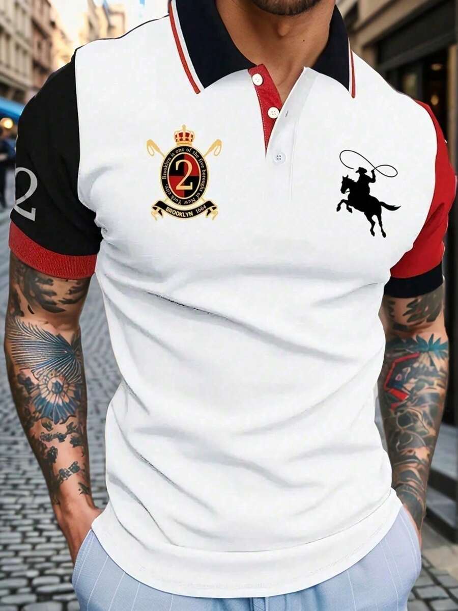 Plus Size Men's Fashionable Printed Polo Short Sleeve Comfortable T-Shirt