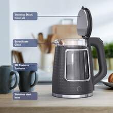 DUCHIFAD Electric Tea Kettle For Boiling Water Stainless Steel Base, 2.0L/1000W, With Auto Shut-Off And Boil-Dry Protection, Wide Opening - 查看 3