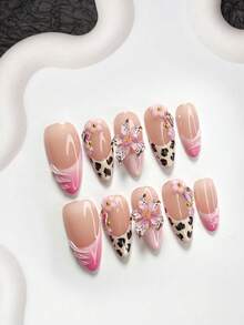 10 miếng dán móng tay màu hồng, bộ dụng cụ làm móng nghệ thuật kiểu Pháp giọt nước thủ công, trang trí móng tay họa tiết da báo vẽ tay, hoa 5 cánh, phụ kiện móng tay đính đá nhiều màu sắc, bộ dụng cụ làm móng gel, 3 kích cỡ: hình hạnh nhân, hình mỏ vịt, hình quan tài, bao gồm bộ dụng cụ, phù hợp cho phụ nữ và bé gái, thích hợp cho đám cưới, tiệc tùng, làm móng hàng ngày, dụng cụ làm móng thủ công, móng giả dán. - Nhiều màu - Xem 15