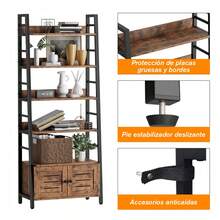 Estantería Con Puertas Con Persianas, Estante De Escalera - Marrón - Ver 5
