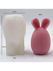 Molde de silicona con diseño de conejo y rayas para velas perfumadas de Pascua, molde DIY para decoración de piedras aromáticas con forma de huevo y conejo - Blanco - Ver 5
