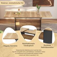 Extendable Dining Table 140/180*80cm, Suitable For 4-6 People, Wood Grain Rectangular Dining Table, Natural, Extendable Dining Table In Minimalist Style - Natural Color - View 5