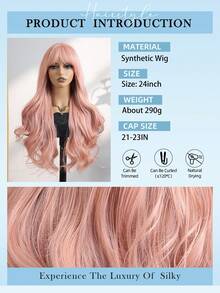 彩虹色24英寸时尚合成假发，耐热纤维卷曲长假发，带刘海，高品质女士假发，非常适合节日派对和日常佩戴