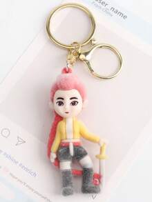 韩流女团心形项链吊坠，跨境热销配饰，卡通心形吊坠毛衣链，韩流女团粉色手链配饰，女孩礼物，跨境动漫周边，植绒韩流女团钥匙扣，娃娃包挂饰，创意小礼物吊坠 - 彩色 - 查看 9