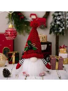 1pc LED Lighted Christmas Gnome Gifts, Holiday Christmas Gifts, Battery Powered LED Winter Desktop Christmas Decor, Handmade Beard Hat Ornament, Holiday Lighting, Glowing Faceless Gifts For New Year, Christmas