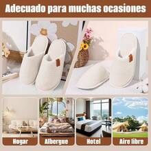 TendenciaLISAPRO Pantuflas Mujer Comodas, Zapatillas Peludas de Casa, Suaves y Cálidas, Pantuflas de Algodón, Forro con Interior Afelpado, Antideslizante, Pantuflas Inviernos para Interiores y ExterioresCalidad premium - Blanco - Ver 7