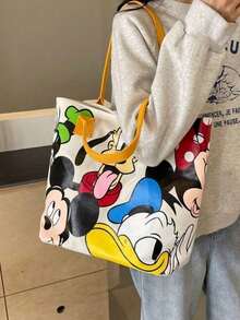 Mickey & Minnie Canvas Tote Bag. This Is A Casual Commuter Shoulder Bag With Large Capacity, Suitable For Girls. It Can Also Be Used As A Handbag. Girl's Bag, An Ideal Choice For Travel And Gift-Giving. - Multicolor - View 8