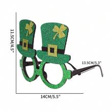 1 Peça Óculos de Trevo, Óculos Decorativos do Dia de São Patrício com Chapéu Verde e Armação de Trevo, Adequado para Feriados, Reuniões, Festas, Adereços de Foto - Multicolorido - Visão 9