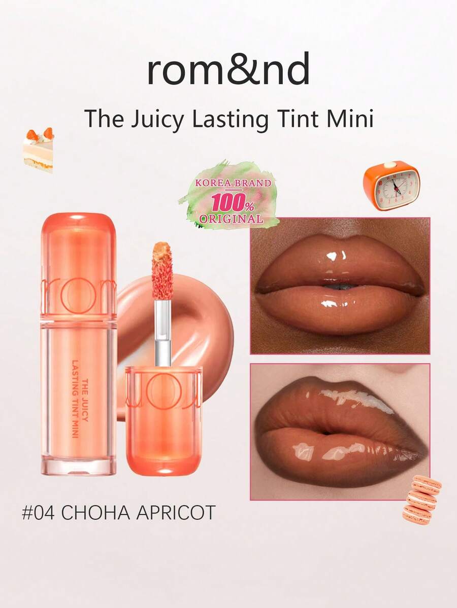 Rom&nd Romand THE JUICY LASTING TINT MINI, Moisturizing And Glossy Texture, Hydrating And Nourishing, Lightweight And Comfortable, Long-Lasting Color, Mini Size, Perfect For Sampling And Travel, Ideal Gift For Friends, Korean Cosmetics - 04 CHOHA APRICOT - 查看 1