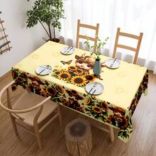 1pc Sunflower & Cute Cow Dining Table Cloth, Warm & Adorable, Easy To Clean, Polyester Material, Suitable For Family Gathering, Easter Party, Decoration, Indoor/Outdoor Use (Picnic, Wedding) - Multicolor - View 17