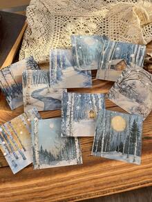 10Pcs Retro Large Size PET Waterproof Winter Snow Theme Stickers Simulated Relief Snowflakes Decoration Adhesive DIY Scrapbooking Diary Album Junk Journaling Stationery Scrapbook Supplies - Multicolor - View 4