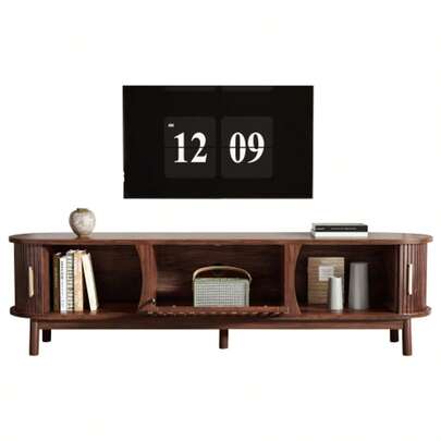 165 X 39.5 X 46 Cm, Brown Lowboard TV Cabinet, Flat Brown TV Cabinet With Sliding Door, With Hinged Hollow Cabinet Door, Suitable For TV Stands Up To 65 Inches, With Support Legs