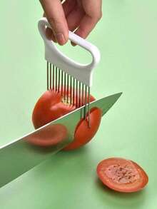 1pc Stainless Steel Onion Needle, Multifunction Onion Holder Slicer For Kitchen - Multicolor - View 3