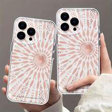 Arte geométrico de rayos de sol con motivos celestiales. Esta elegante funda es compatible con los modelos  16, 15, 14 Pro Max, 13, 12, 11, XR y XS Plus. Fabricada en silicona TPU, ofrece protección contra golpes y caídas, además de una sensación superior. Es un regalo ideal para familiares, amigos y seres queridos, y una opción perfecta para Navidad. - transparente - Ver 4