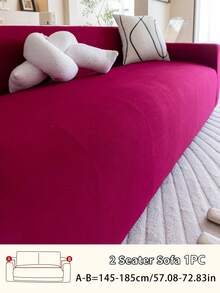 1pc High Stretch Full Coverage Sofa Cover, Minimalist Style Suitable For All Seasons, Removable And Machine Washable, Anti-Pet Scratch, Durable, Fits 1/2/3/4 Seater Sofa, Includes Anti-Slip Strips - Burgundy - View 11