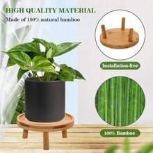 Plant Stands & TablesARTORA Soporte moderno para plantas de mediados de siglo soporte de madera para plantas de interior para plantas pequeñas a medianas 2 unidades naturales - Natural2PCS - Ver 3
