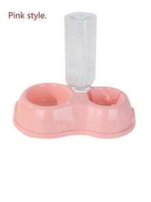 1个宠物饮水喂食器，猫咪水碗，双碗，塑料材质，自动饮水瓶，狗碗，宠物用品，狗碗，猫碗，颈部保护，双碗，自动饮水，狗粮碗，猫水碗，防倾倒宠物碗（产品尺寸可能有所不同，不影响使用）