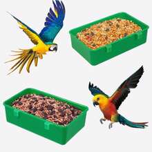 2个悬挂式塑料食物水碗，小型动物喂食器，笼子配件，鸟笼喂食器，替换喂食碗，鹦鹉，小型动物（绿色）