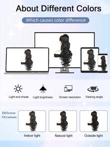 22英寸抽绳马尾假发，长款层次感卷曲波浪马尾假发，柔软合成纤维马尾，自然逼真，女士适用 - 彩色 - 查看 8