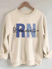 2026 Valentine Outfits For Women Custom Ladies Nurse's Day Pattern Sweatshirt - Crew Neck Pullover, Casual Long Sleeve Crew Neck Sweatshirt, Machine Washable Daily Comfortable Style, Soft Clothing, Autumn Winter Sweatshirt, Four Seasons Loose And Comfortable Valentine's Day - Đỏ - Xem 9