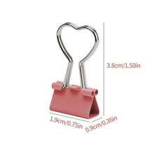 1个/10个粉色心形19毫米金属办公文件夹，折叠式设计，粉色心形回形针，办公用品文件夹，金属财务规划师文件夹夹，多功能粉色心形金属文件夹夹 - 链夹，适用于照片、标签、文件和办公/家居装饰DIY文具配件，情人节礼物，节日礼物 - 彩色 - 查看 6