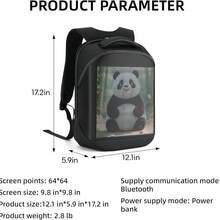 GCCSJ Led Backpack,Laptop Backpack With Programmable Screen, App Control Led Laptop Backpack, Waterproof Led Bag, Travel, Motorcycle Backpack, Unique Gift For Men Or Women,15.6 Inch Laptop (Black) - Black - View 9