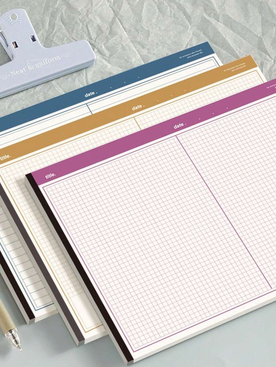 1pc Horizontal Millerite Student Notebook, Tear-Off Notebook For Students, Learning Notebook, Memo Pad - Multicolor - View 1