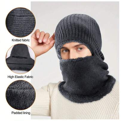 Winter Knit Face Mask, Cashmere Face Mask, Full-Face Protective Cover, Snow Face Mask, Unisex Hood. Christmas Gift And Winter Warmth Choice.