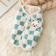 Plush Cat & Dog Button Closure Jacket, Warm Pet Clothing For Winter, Cartoon Bear Print Kitten Coat, Sphynx Cat Outfit - Multicolor - View 7