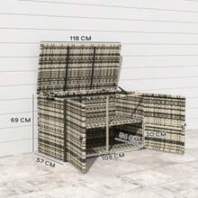 Rattan Storage Chest, 350 L, 2 Levels, Weatherproof, With Lid, Lifting Bars, Carrying Handles, UV Resistant, Garden Chest, Ideal For The Garden, Patio Or Balcony, 118 X 57 X 69 Cm, Heather Grey - 彩色 - 查看 3