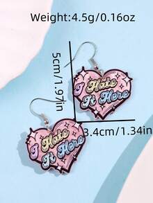 1 Đôi bông tai acrylic thời trang, tinh tế, sáng tạo, độc đáo với hình khẩu hiệu, gai nhọn và trái tim, thích hợp cho nữ, dùng hàng ngày, dự tiệc, đi làm, đi nghỉ lễ. - Nhiều màu - Xem 5