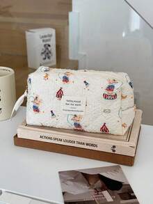 1件/套 可爱兔子印花绗缝化妆包，便携旅行化妆包，洗漱包，护肤品收纳袋，拉链多功能收纳袋，可收纳化妆品、护肤品、口红、护手霜、首饰、文具、小物件，是送给女性、母亲、生日、情人节的理想礼物 - 彩色 - 查看 12