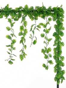 2 peças de trepadeira artificial de rattan de 175 cm com folha de tartaruga, hera tropical artificial suspensa, planta verde artificial, guirlanda realista de trepadeira com folha de tartaruga artificial.