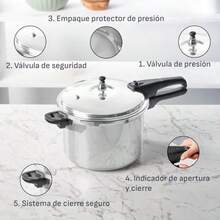 T-fal Set de Cocina Perfect con Olla a presión de Aluminio 8L + set de 4 cuchillos + tabla de cortar gris perfecto para todo tipo de preparaciones 92180PCM - AceroInox - Ver 3
