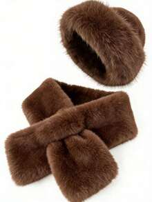 1/2pcs Warm Plush Bucket Hat & Scarf Set, Soft & Fashionable Beanie & Neck Warmer Combo, Great Gift For Loved Ones, Autumn/Winter Valentines Gift Vacation Outfits