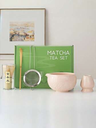 1 pieza/5 piezas Juego de té Matcha Sakura, incluye tazón de Matcha, batidor de Matcha, taza de Matcha, revolvedor, cuchara de té, juego de tazón de té, herramientas de preparación de Matcha, herramientas para hacer postres y bebidas, caja de regalo japonesa, juego de agitación de Matcha Matsukawa, regalo para entusiastas del Matcha