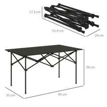 Camping Table, Folding Table With Roll-Up Tabletop, X-Frame, Garden Table Made Of Aluminum, Lightweight, 2-Person Side Table, Folding Table For Garden, Balcony, Camping, 95 X 55 Cm, Black